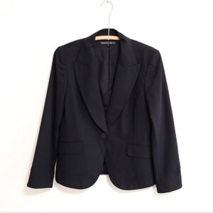 Lafayette 148 New York Classic Black Wool Single Button Blazer